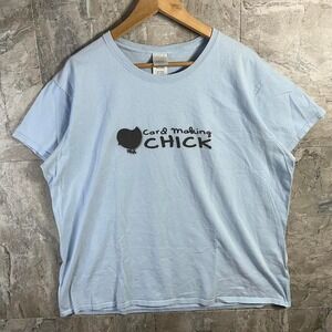 Gildan cotton funny t-shirt with "card making chick" Blue Woman's 2XL #funnytee